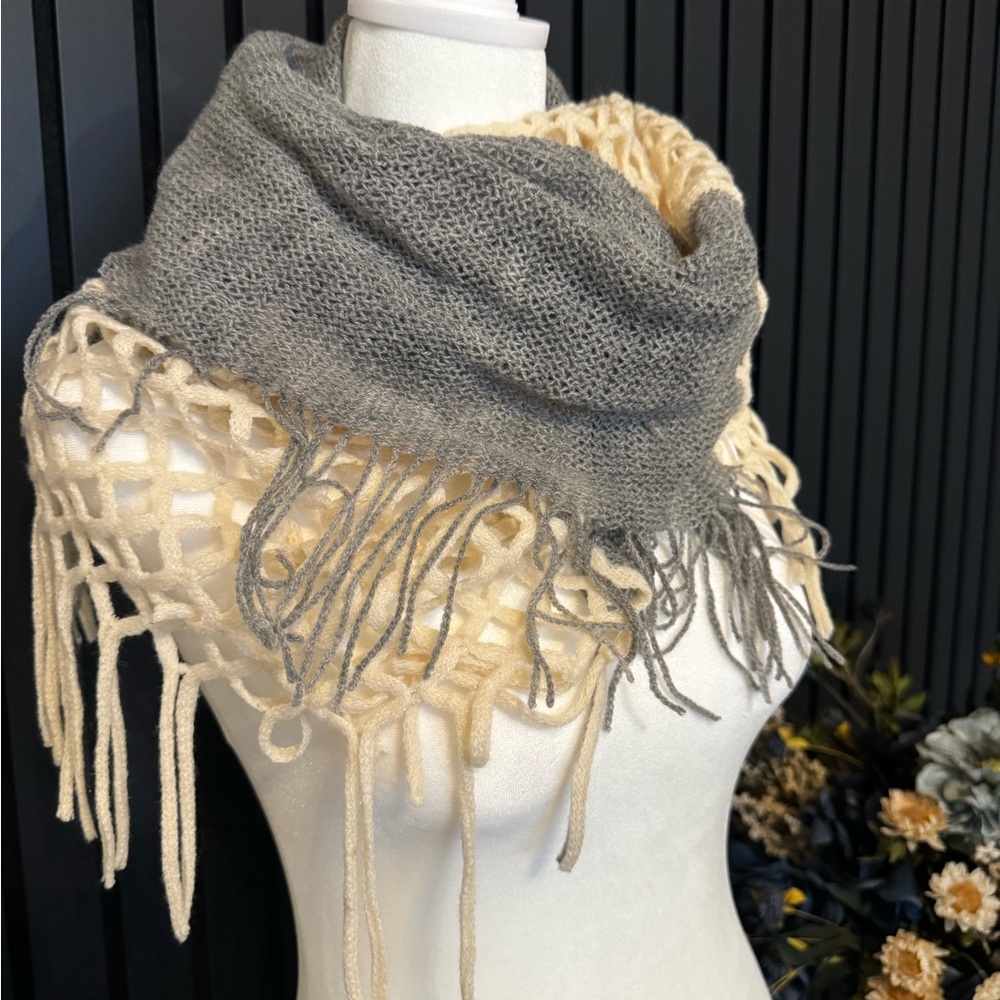 Elegant Gray and Cream Women's Scarf